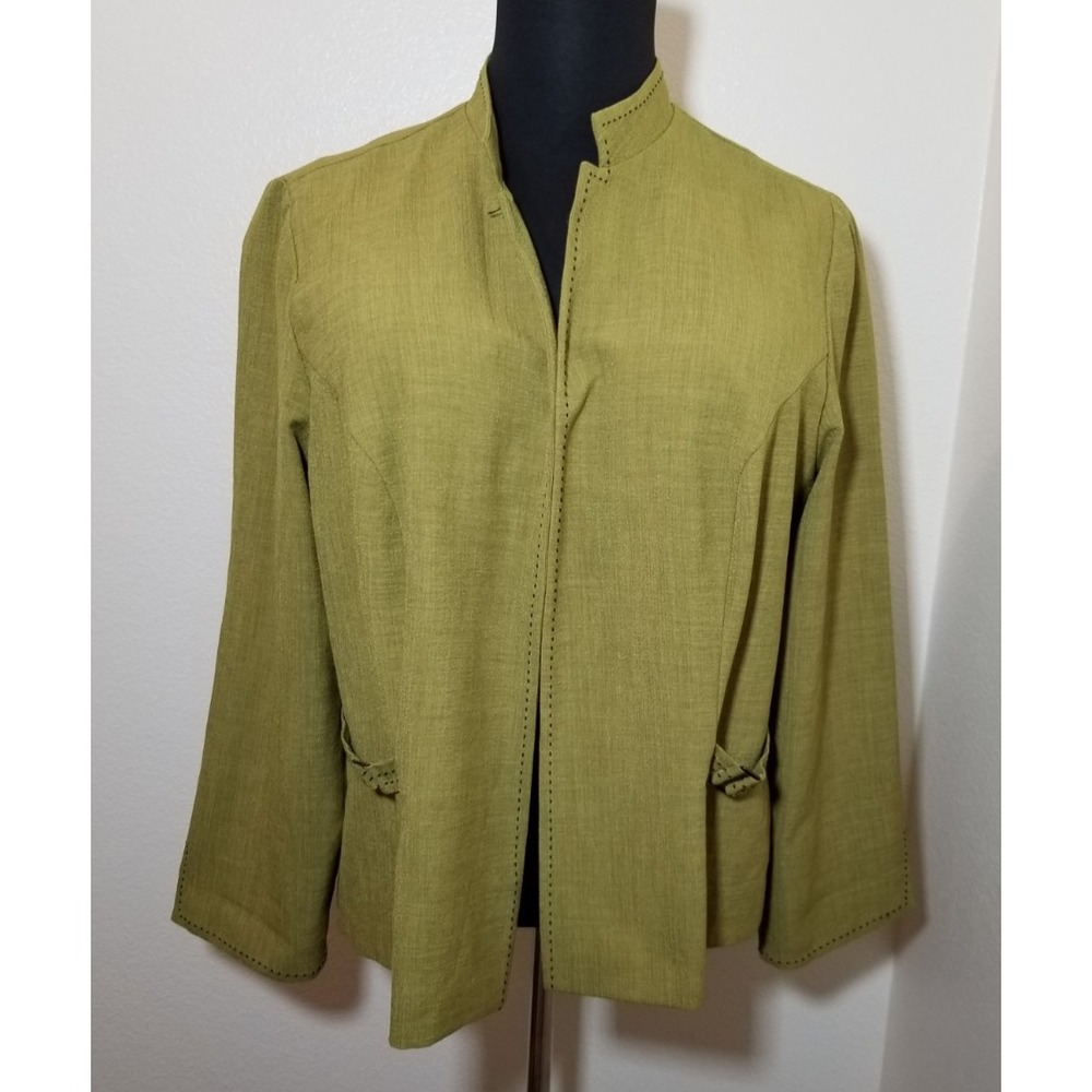 Dressbarn Womens 20W Lime Green Lightweight Blazer Single Stitch Vintage Career